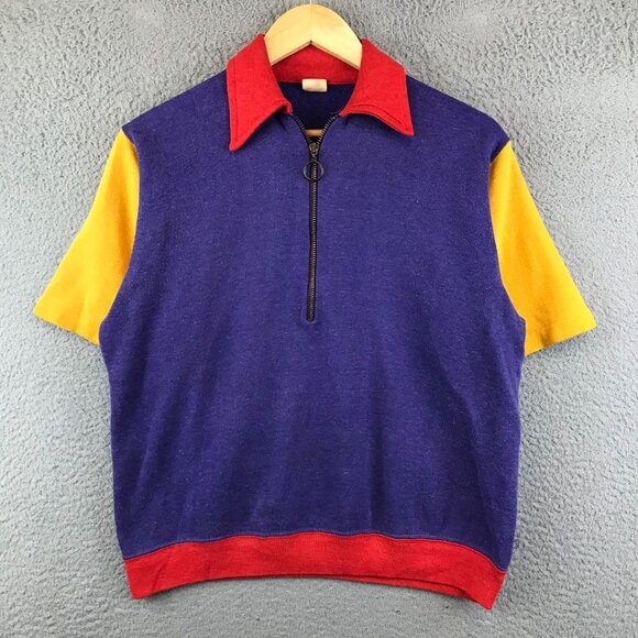 Vintage Penny 60's Patchwork Quarter Zip T‎ shirt size M - Picture 1 of 10